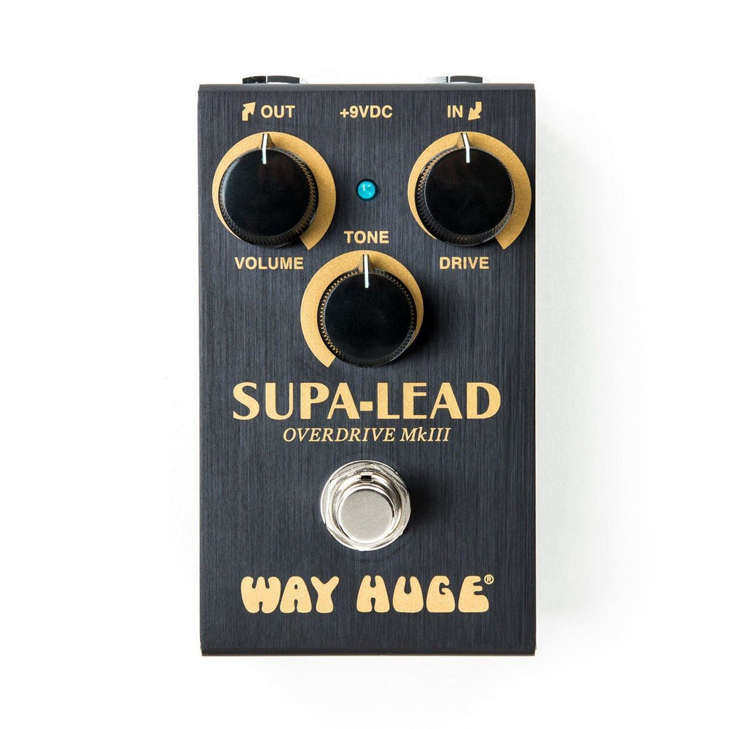 Way Huge Smalls Supa-Lead guitar effects pedal, compact single effects pedal with control knobs and input/output jacks.