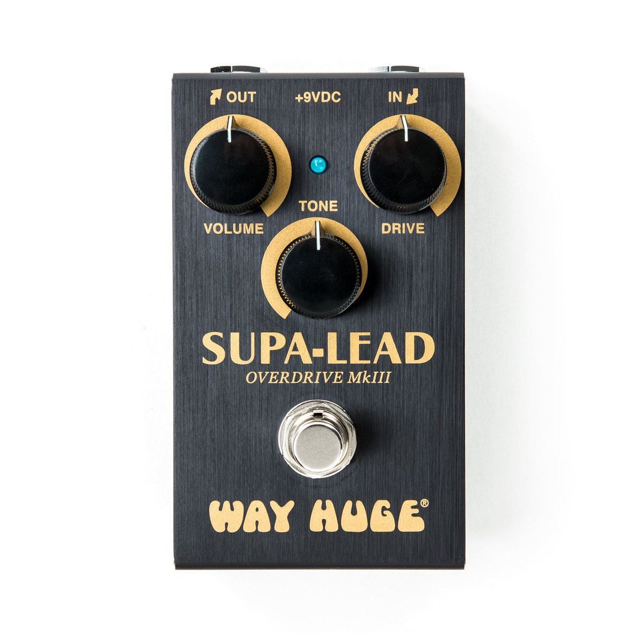 Way Huge Smalls Supa-Lead guitar effects pedal, compact single effects pedal with control knobs and input/output jacks.