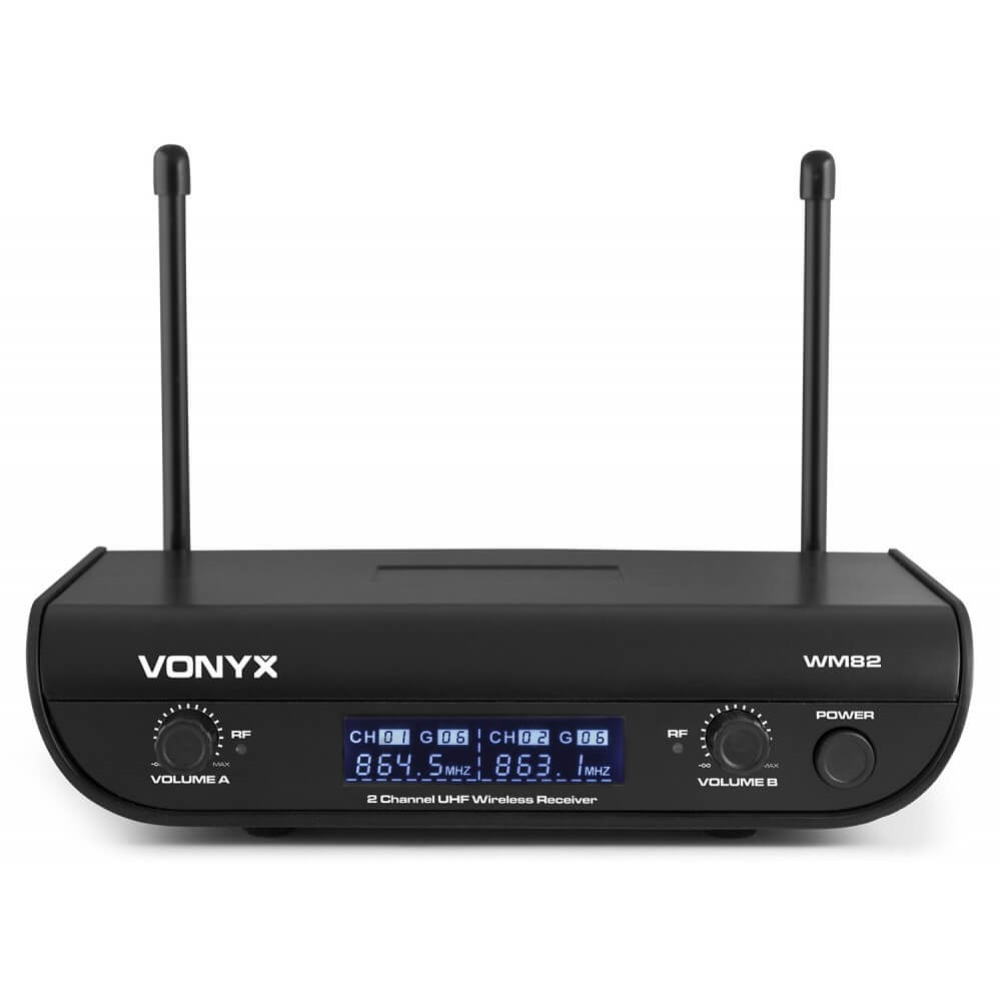 Vonyx WM82 Dual Wireless Handheld Microphone System - 571.3 - 578.75MHz