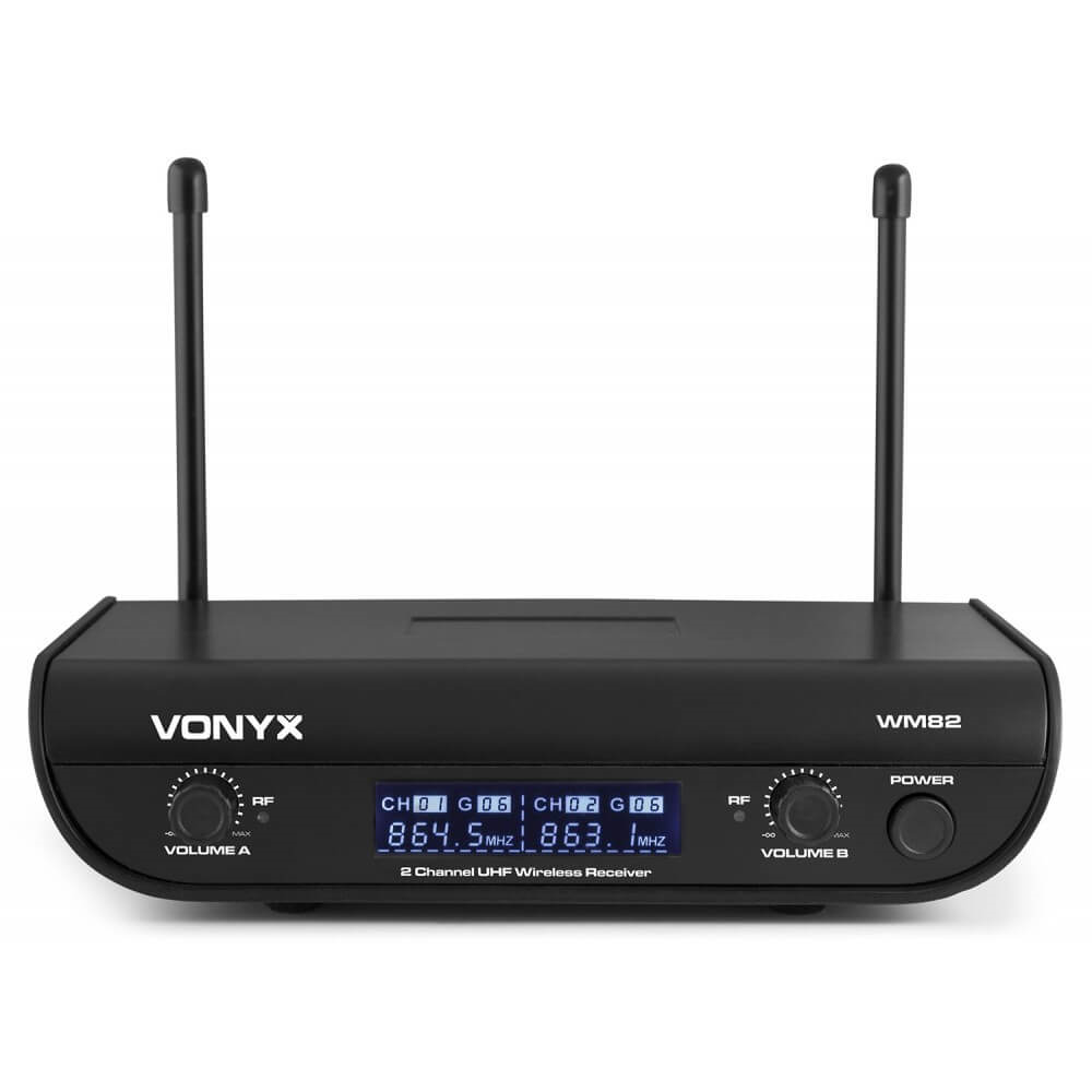 Vonyx WM82 Dual Wireless Handheld Microphone System - 571.3 - 578.75MHz