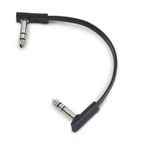 Black RockBoard 15cm Flat TRS guitar lead cable with TRS connectors, designed for reliable instrument connections.