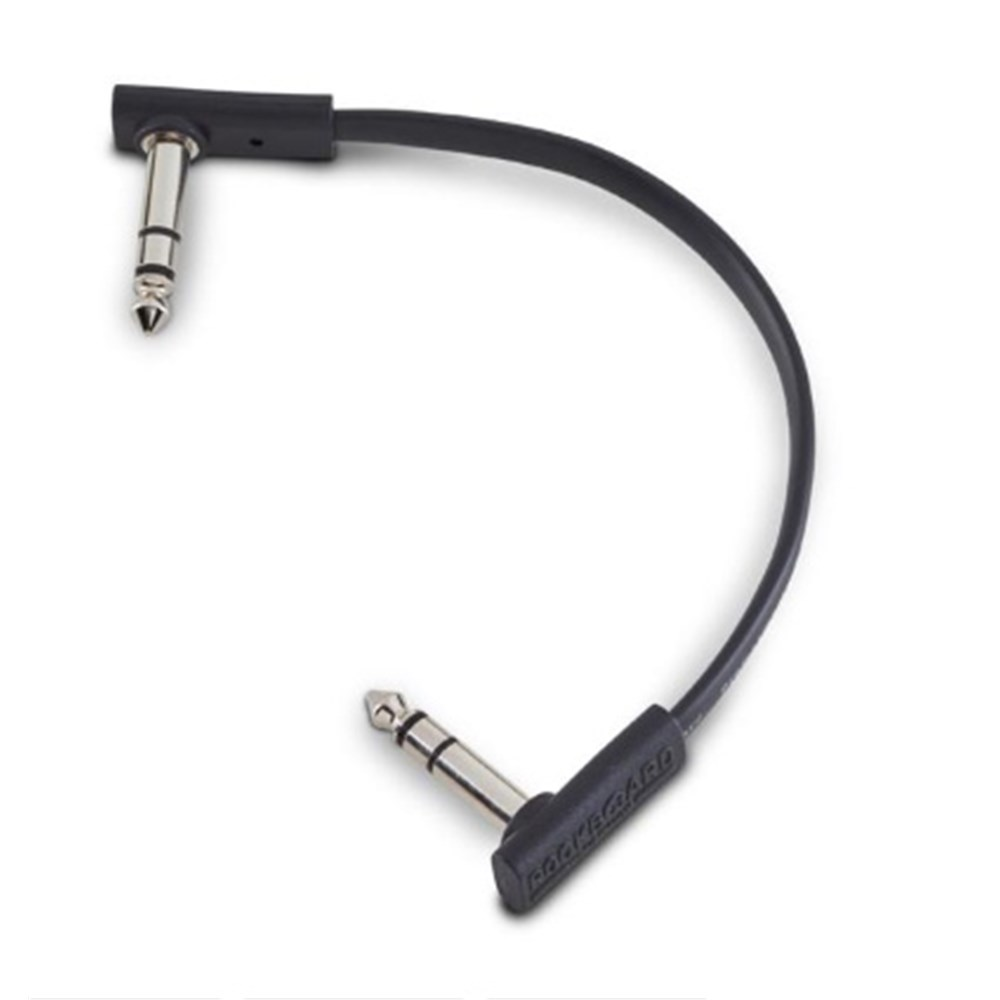 Black RockBoard 15cm Flat TRS guitar lead cable with TRS connectors, designed for reliable instrument connections.