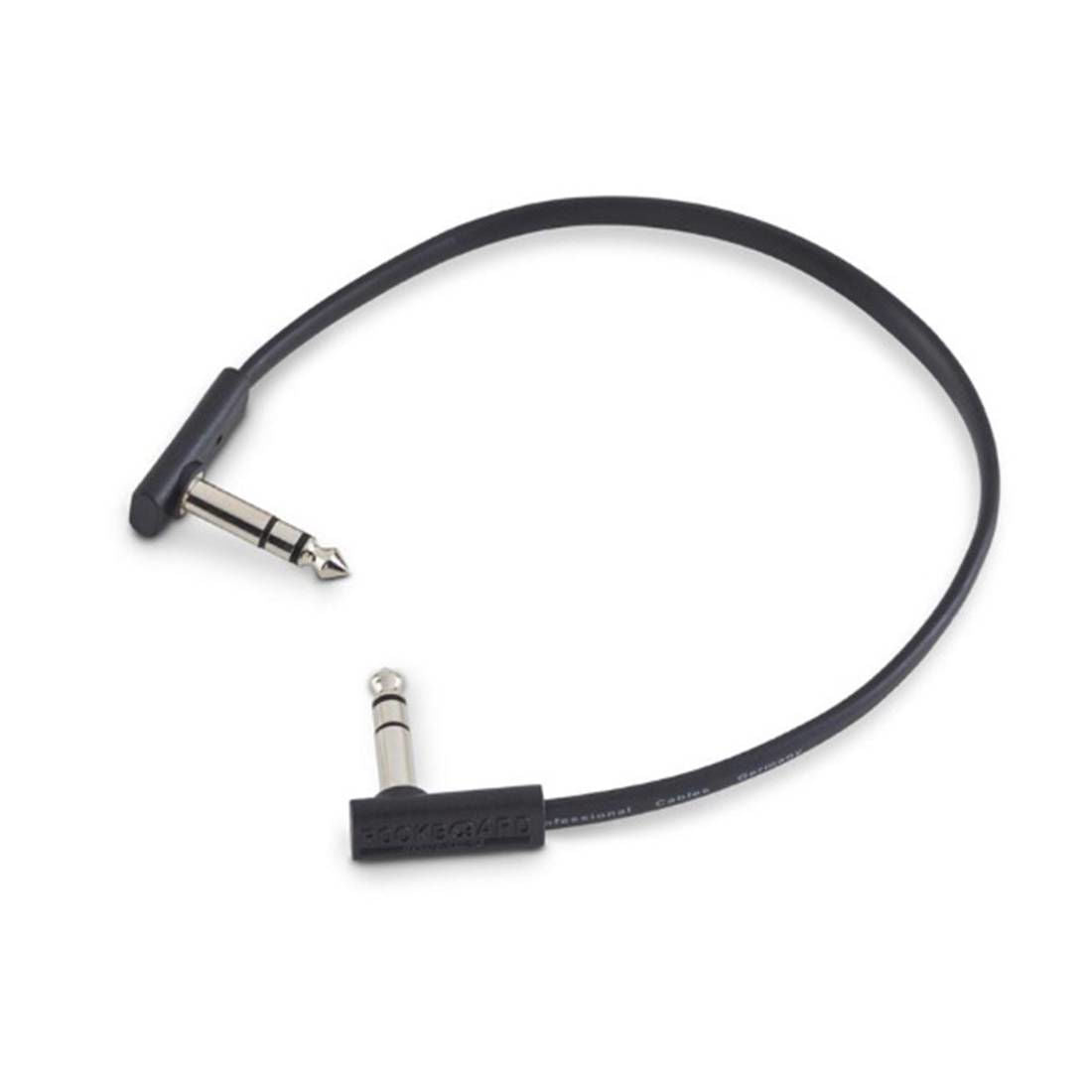 Black RockBoard Flat TRS guitar lead cable, 30cm length, with flat design for easy cable management.