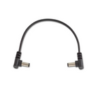 Black Rockboard power supply cable with right-angle connectors, 15cm long, for effects pedals and accessories.