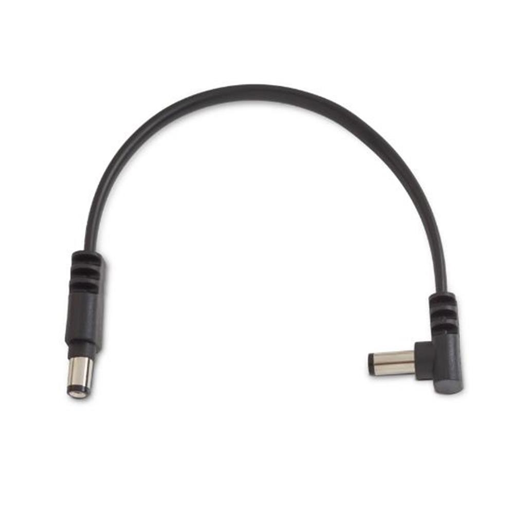 Black Rockboard Power Supply Cable, right-angle to straight connector, 15cm for effects pedals and accessories.