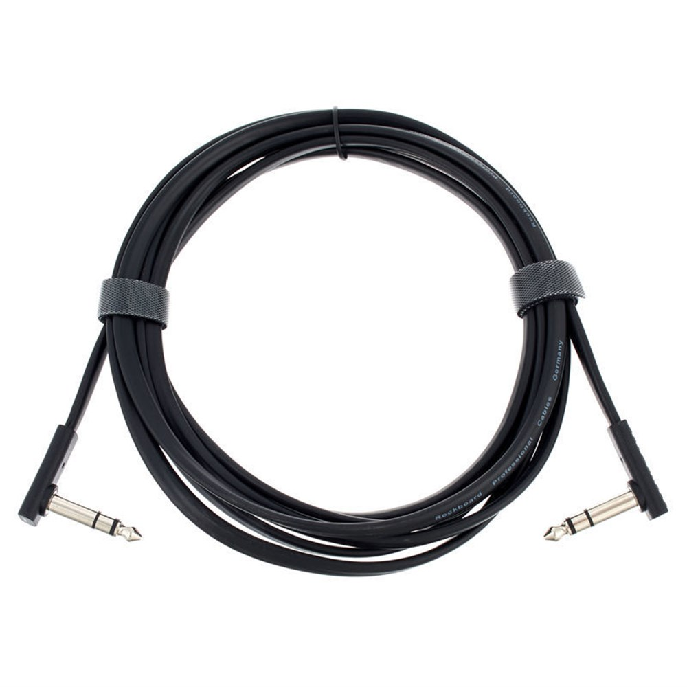 Black RockBoard Flat TRS guitar lead cable, 300cm long, with flat design for easy cable management and durability.