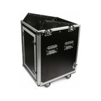 Swamp SWAMP Wood Shockproof 16U side rack case with wheels, 12U mixer top, durable 19-inch flight case for audio equipment.