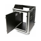 Swamp SWAMP Wood Shockproof 16U Side Rack and 12U Mixer Top Flight Road Case on wheels, sturdy professional audio equipment case