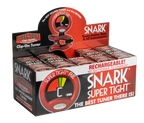 Red Snark Super Tight Rechargable Clip-On Guitar Tuner displayed in its packaging, designed for precise tuning.