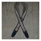 Colonial Leather Black Striped Webbing Guitar Strap