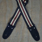 Colonial Leather Black Striped Webbing Guitar Strap