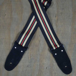 Colonial Leather Black Striped Webbing Guitar Strap