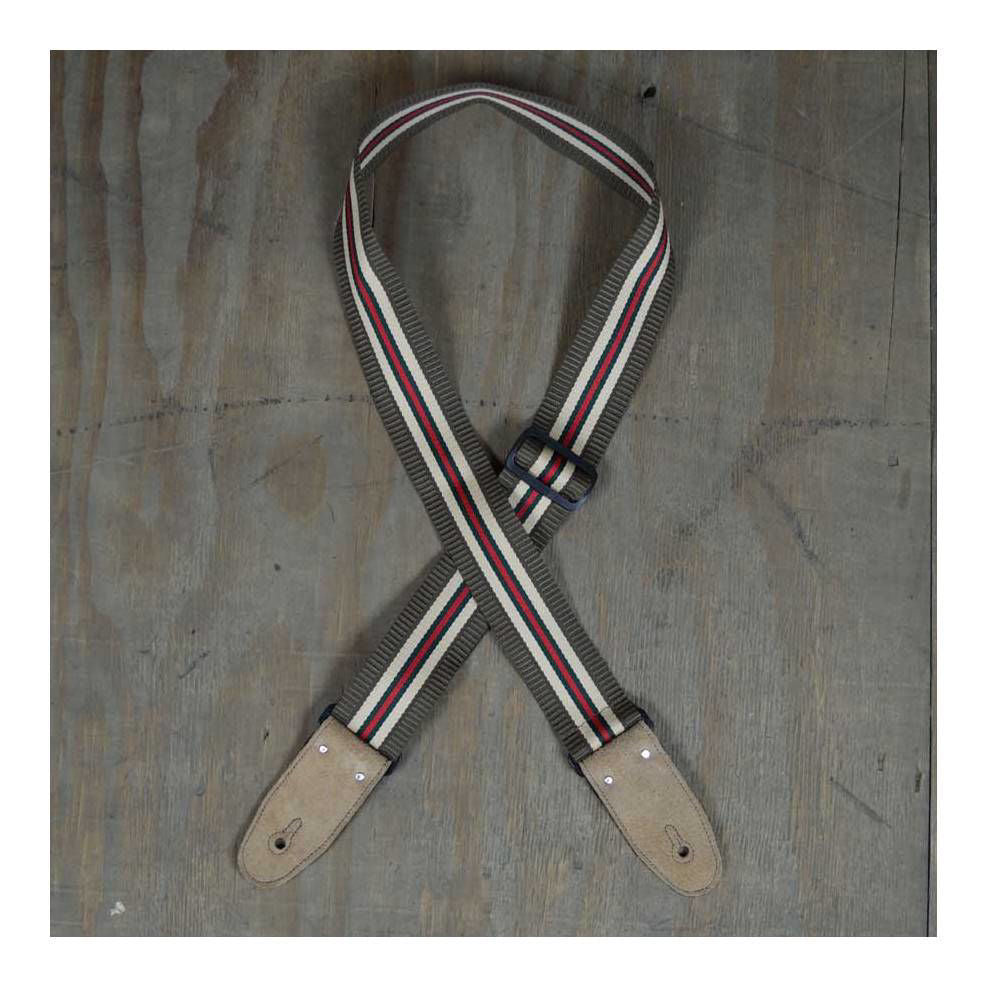 Colonial Leather Brown Striped Webbing Guitar Strap