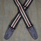 Colonial Leather Dark Brown 50mm Striped Webbing Guitar Strap