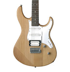 Yamaha Pacifica PAC112V electric guitar in yellow natural satin finish, showing the body and neck detail.