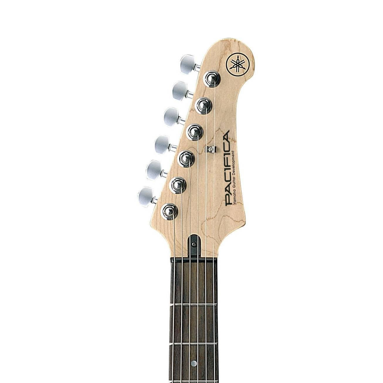 Yamaha Pacifica PAC112V electric guitar in yellow natural satin finish, showing the guitar's body, neck, and pickups.