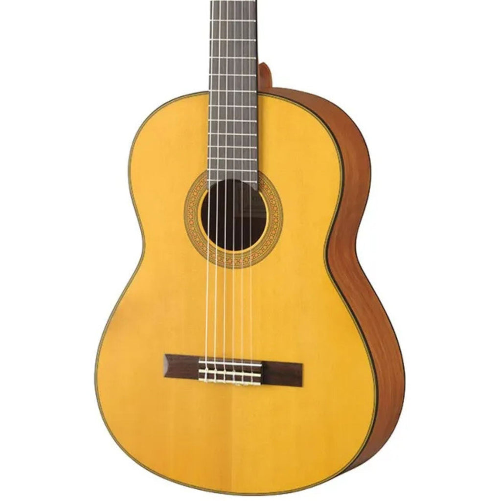 Yamaha CG122MS classical guitar with matte natural finish, nylon strings, and traditional body shape, shown from the front.
