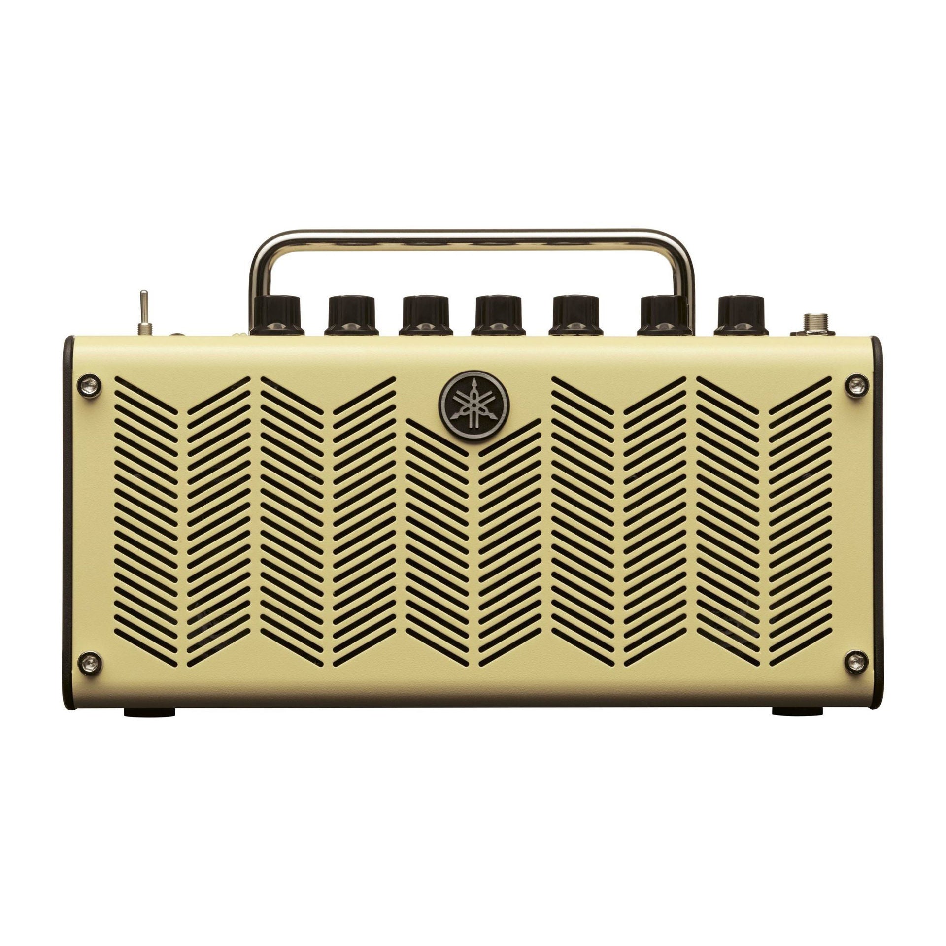 Yamaha THR5 micro desktop guitar amplifier with 10W power, compact design, and control knobs on front panel.