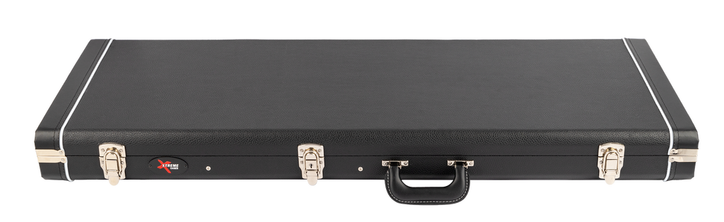 Xtreme Jaguar and Jazzmaster vintage rectangular guitar case, black exterior with padded interior for guitar protection.
