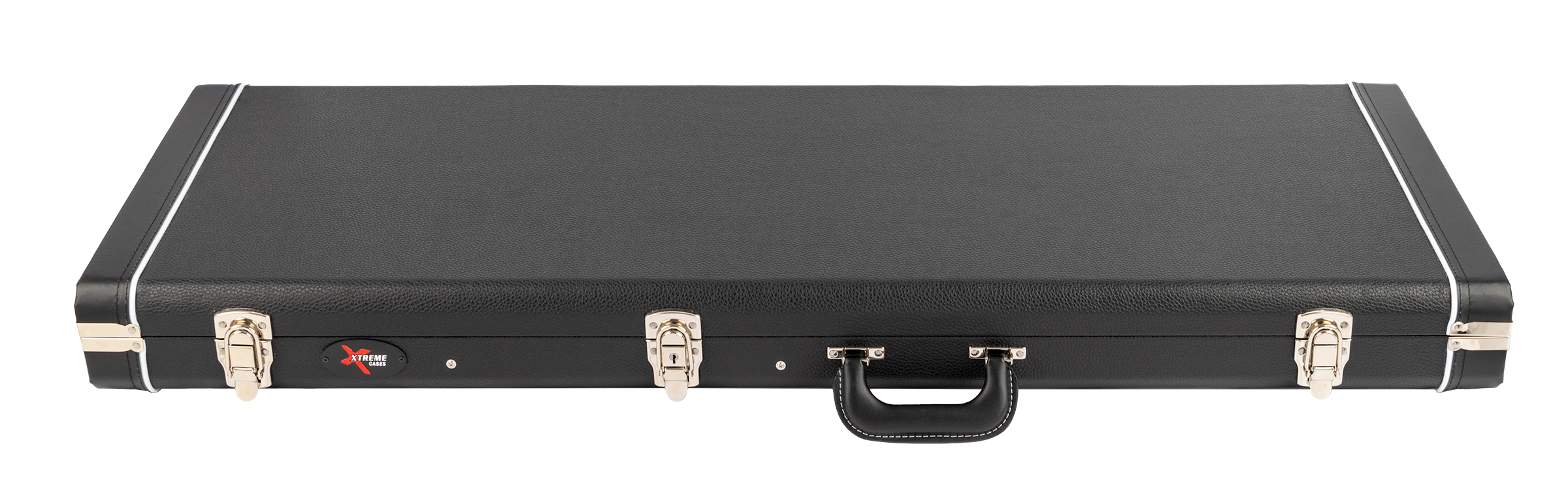 Xtreme Jaguar and Jazzmaster vintage rectangular guitar case, black exterior with padded interior for guitar protection.