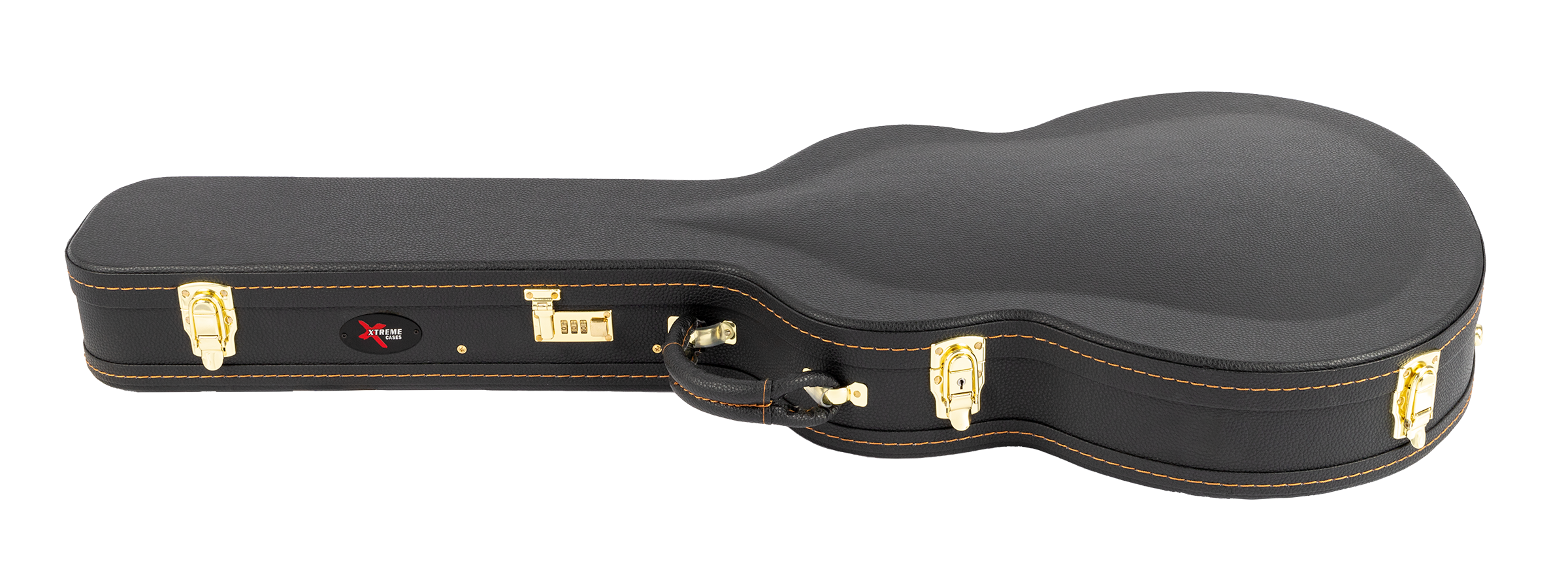 Xtreme Semi-Acoustic (335) shaped guitar case in black, sturdy guitar accessory with padded interior for protection and storage.
