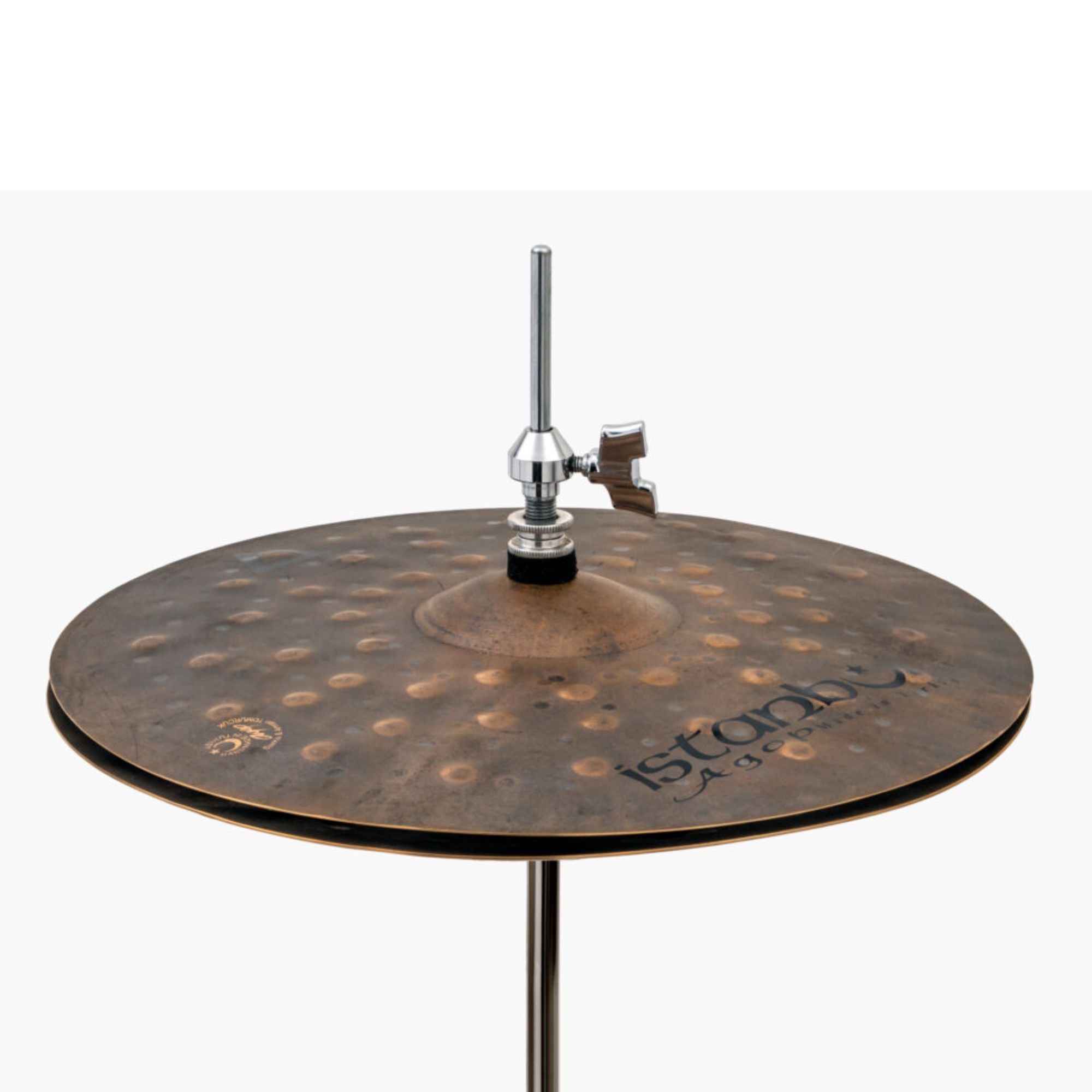 Istanbul 13-inch Xist Dry Dark hi-hats, single cymbals with a matte finish, showing the textured surface and brand logo.