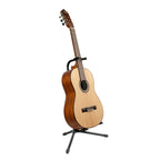 XTR XTR Tubular Style Guitar Stand holding a guitar, made of tubular metal, designed for easy guitar support and stability.