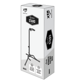 XTR XTR Tubular Style Guitar Stand in black with padded cradle, designed to securely hold an electric or acoustic guitar.