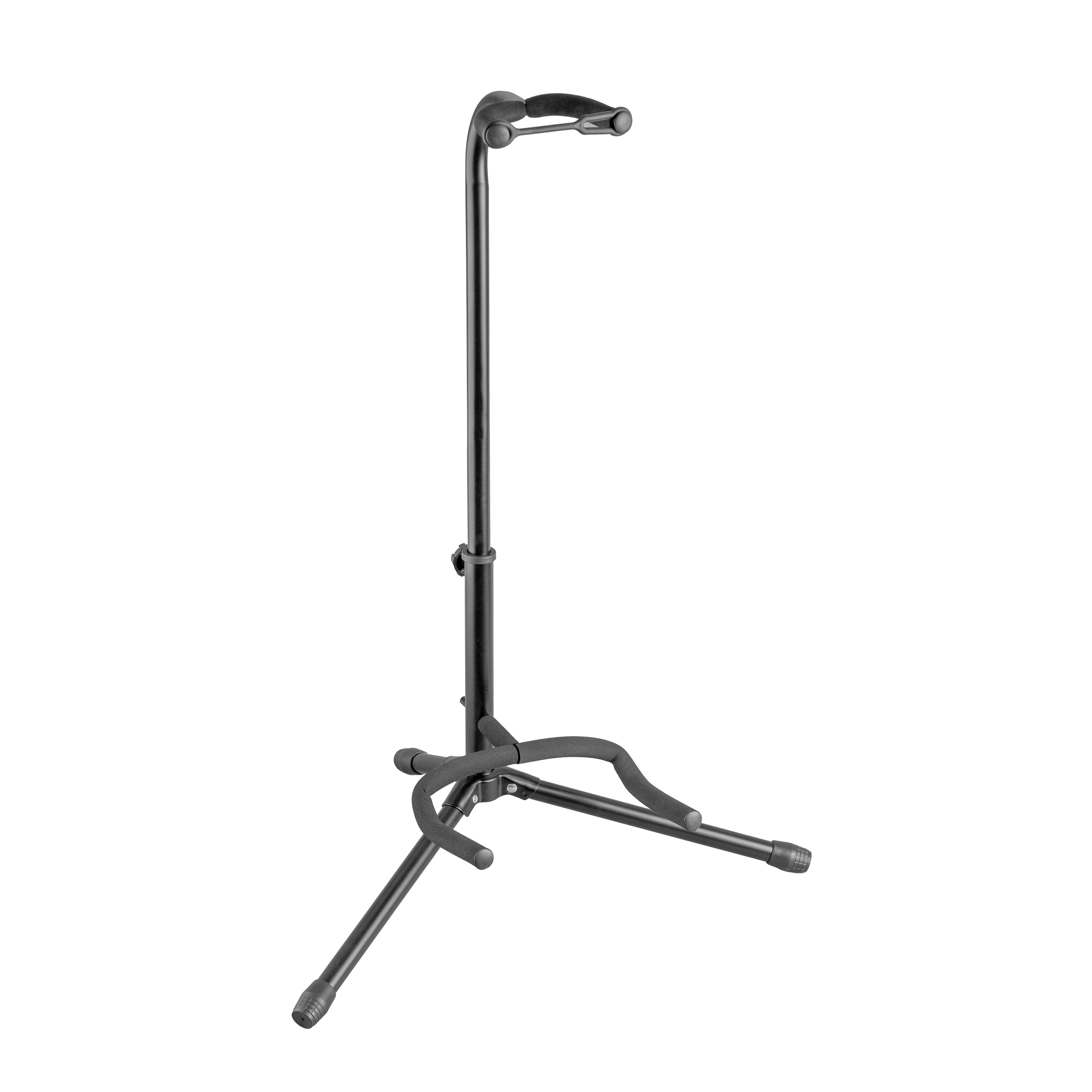 XTR Xtr Tubular Style Guitar Stand holding an electric guitar, showcasing durable metal construction and padded support.