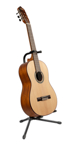 XTR Xtr Tubular Style Guitar Stand holding an acoustic guitar, designed for guitar accessories and instrument support.