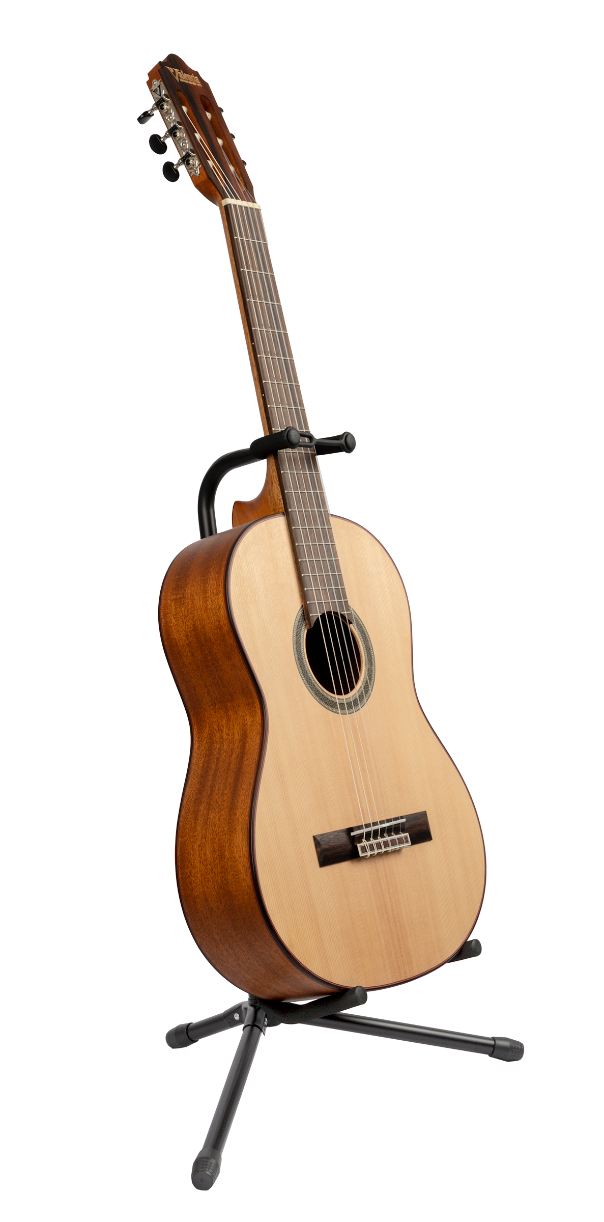 XTR Xtr Tubular Style Guitar Stand holding an acoustic guitar, designed for guitar accessories and instrument support.