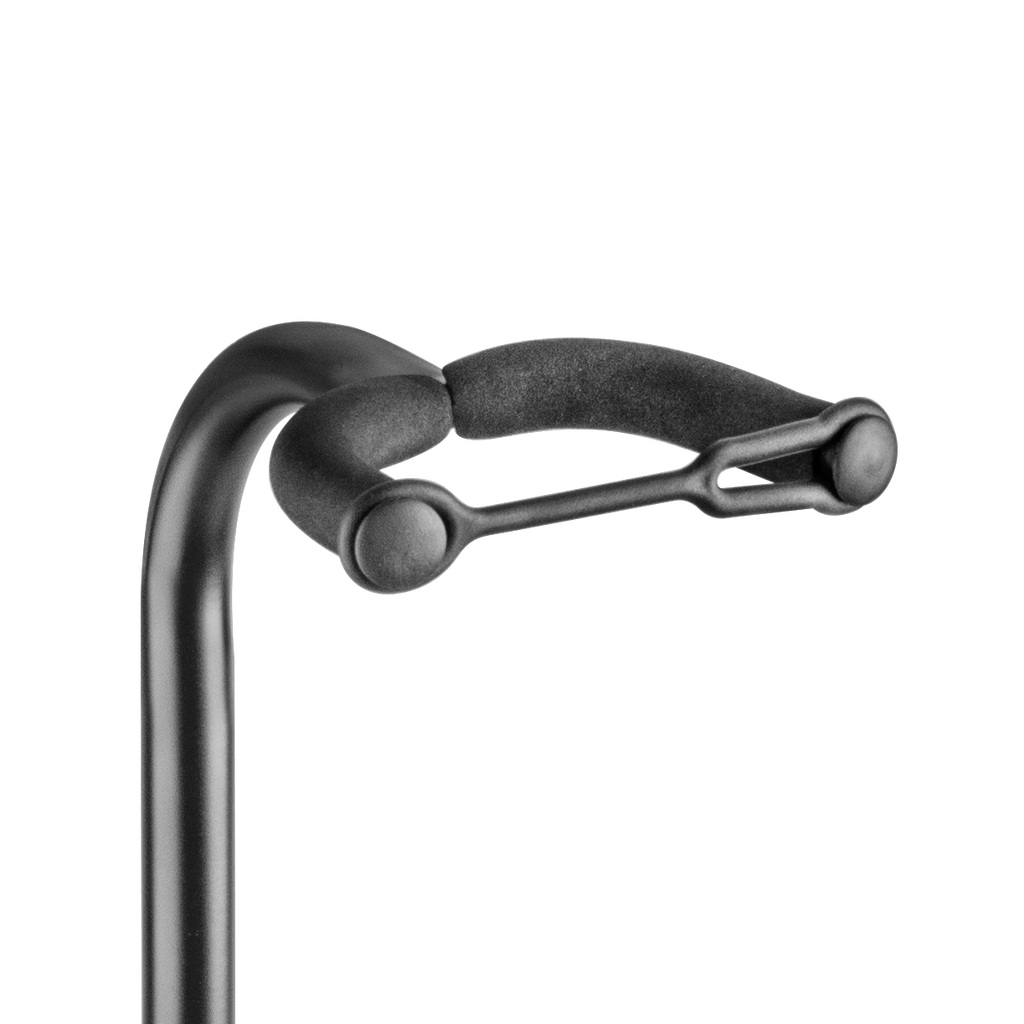 XTR XTR Tubular Style Guitar Stand holding an electric guitar, showcasing sturdy metal construction and protective padding.
