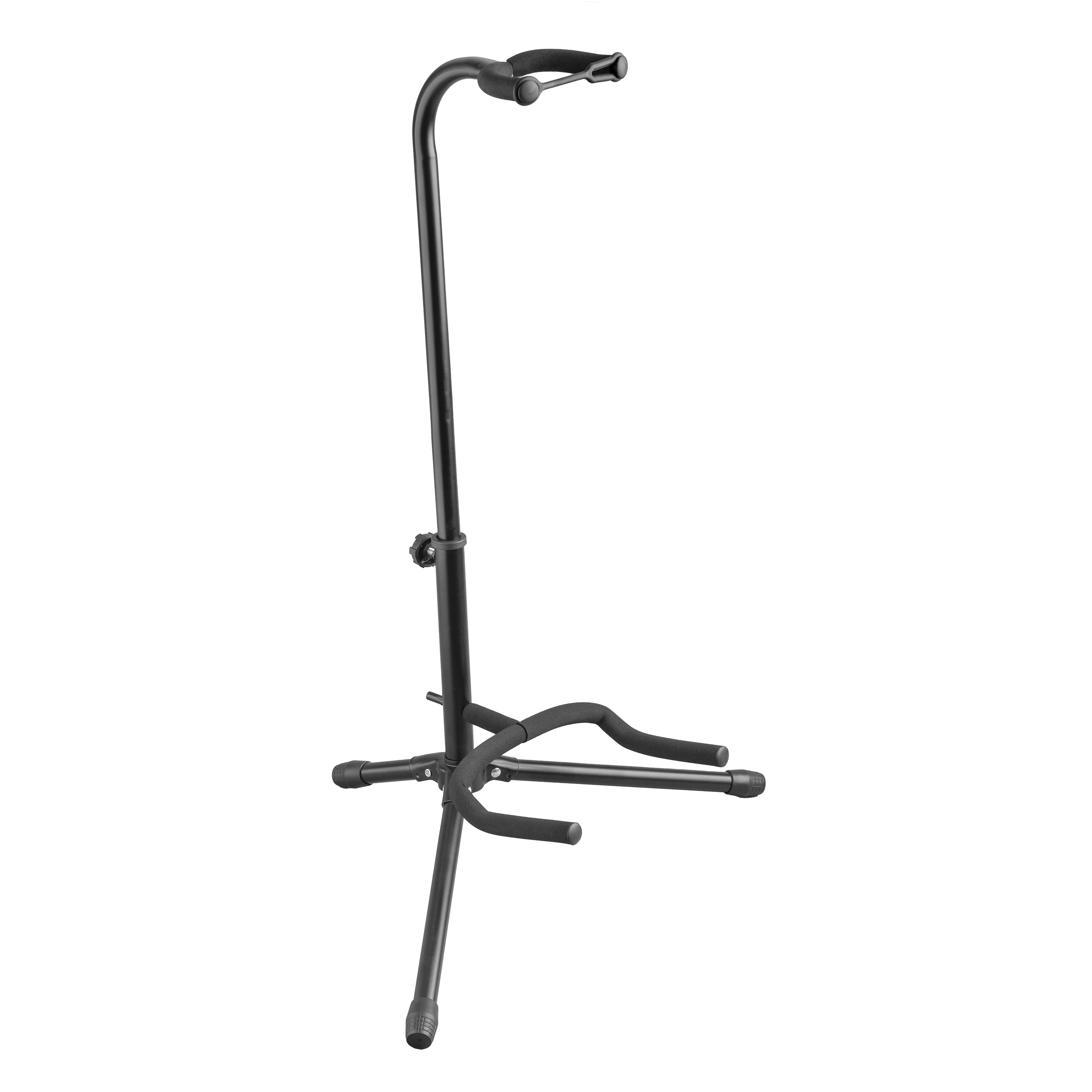 XTR XTR Tubular Style Guitar Stand holding an electric guitar, showcasing durable metal construction and padded support.
