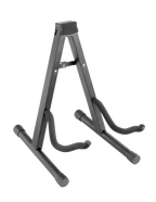 XTR A Frame Guitar Stand holding an electric guitar, showcasing sturdy metal construction and foam padding for instrument support.