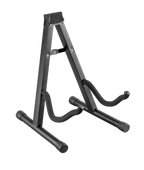 XTR A Frame Guitar Stand holding an electric guitar, showcasing sturdy metal construction and padded support for secure storage.