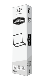 XTR Xtr Multi 5 guitar stand with five padded slots for acoustic and electric guitars, sturdy black metal construction.