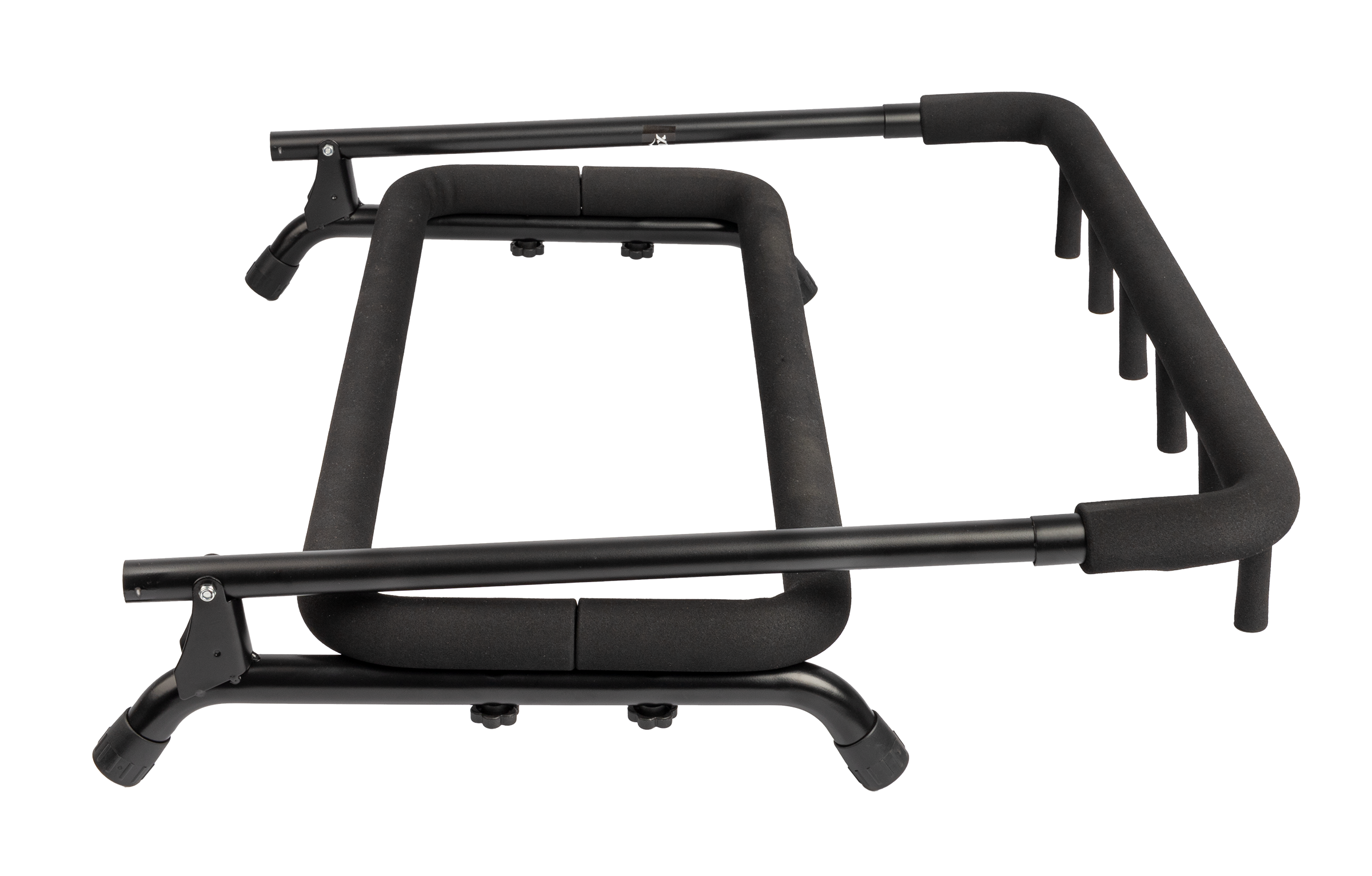 Folded XTR Xtr Multi 5 Guitar Stand, compact guitar accessory for safe storage of multiple guitars, black metal design.