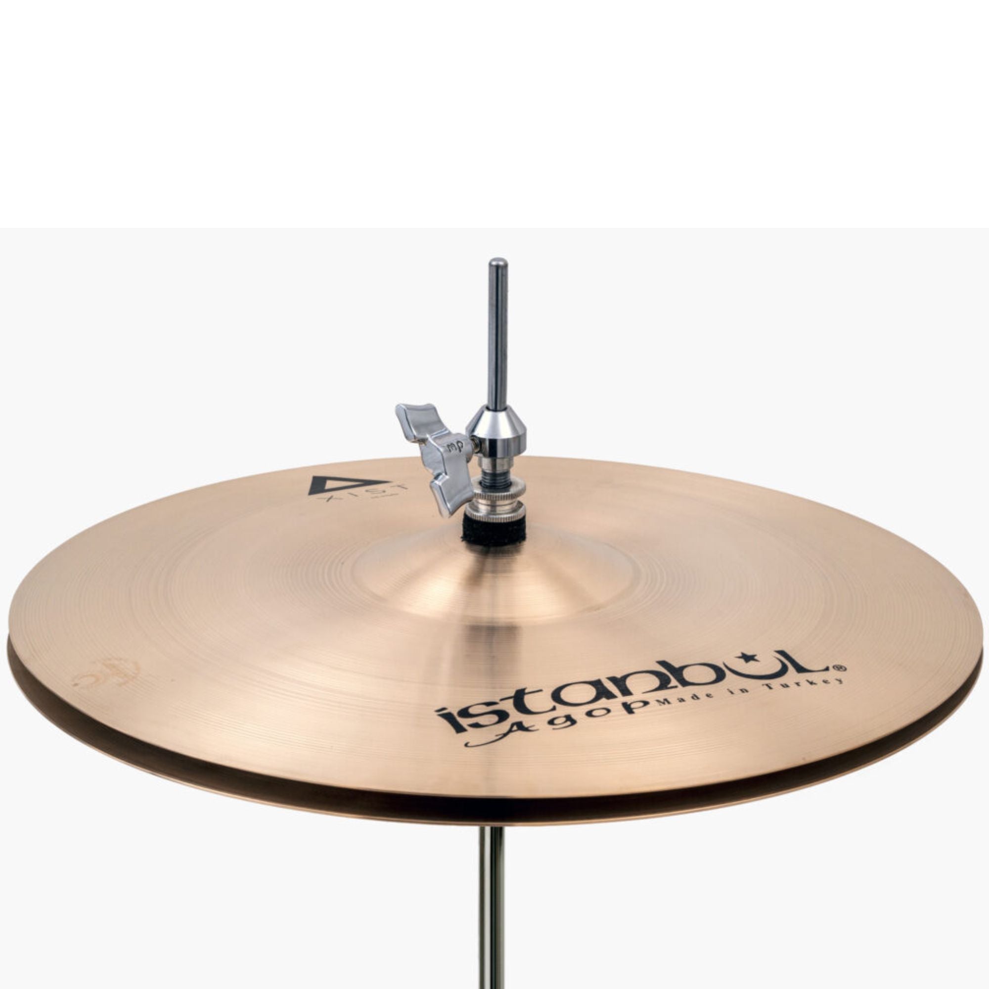 Istanbul 14-inch Istanbul Agop Xist Hi-Hats single cymbals set with shiny, detailed cymbals showing intricate design and brand logo.