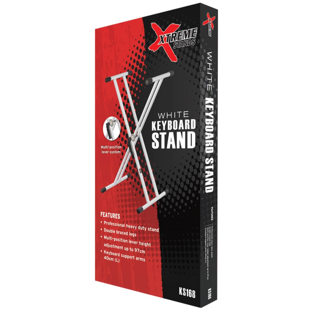 Xtreme KS168 Professional Heavy Duty Double-Braced Keyboard Stand - White