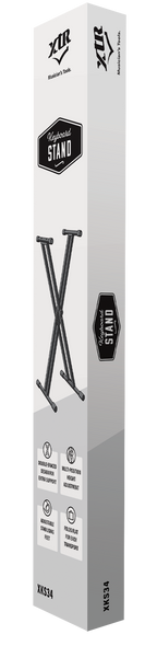 XTR X square tube 'X' style guitar keyboard stand with sturdy metal construction and black finish.