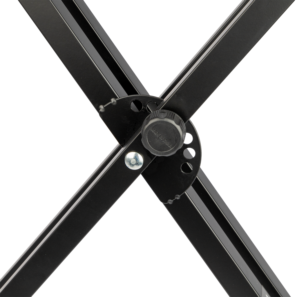 XTR X Square Tube 'X' Style Keyboard Stand for guitar accessories, showing the sturdy black metal frame and locking mechanism.