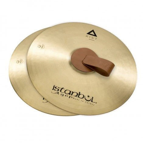 Istanbul Agop Xist Marching single cymbal with a bright finish and detailed engraving, designed for marching percussion.