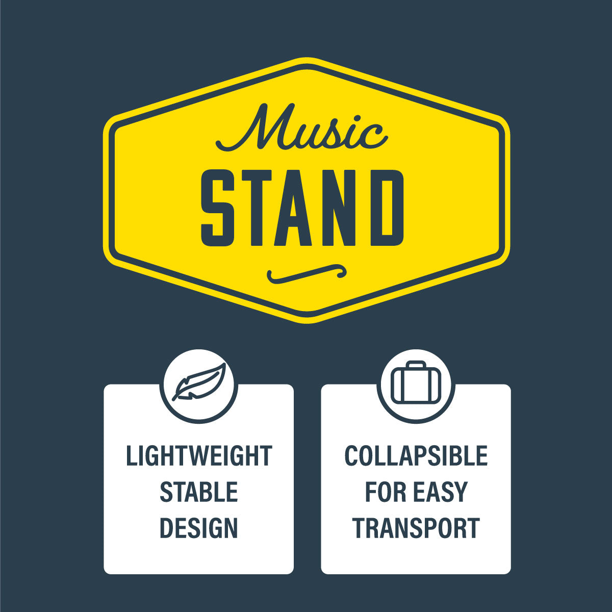 XTR black plated music stand for guitar accessories, adjustable with a sturdy metal construction and folding design.