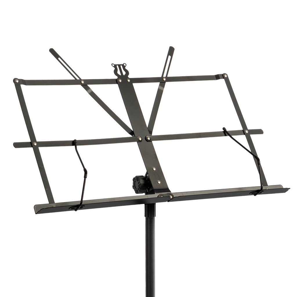 Black plated XTR music stand for guitar accessories, featuring a sturdy design and adjustable height for musicians.