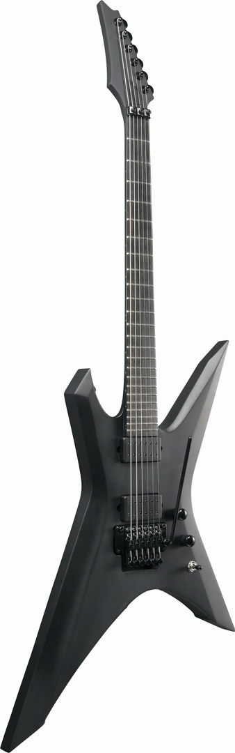 Ibanez XPTB620 Iron Label electric guitar in black flat finish, showcasing sleek body, pickups, and modern design.