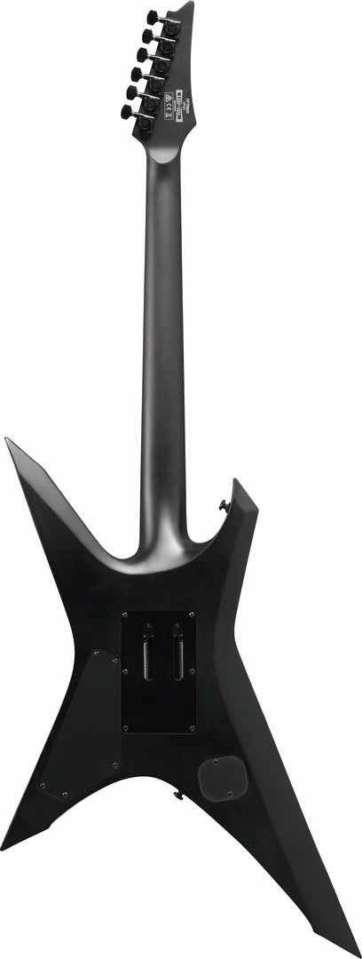 Ibanez Iron Label XPTB620 electric guitar in black flat finish, featuring a sleek body and modern design.