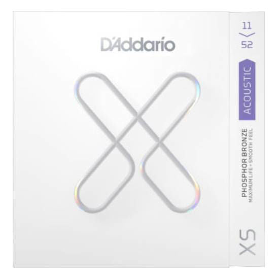DAddario XS Set of Acoustic Guitar Strings, Phosphor Bronze, Custom Light, 11-52