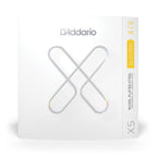 D'Addario XS Nickel Plated Steel electric guitar strings, super light gauge 9-46, arranged on the guitar.