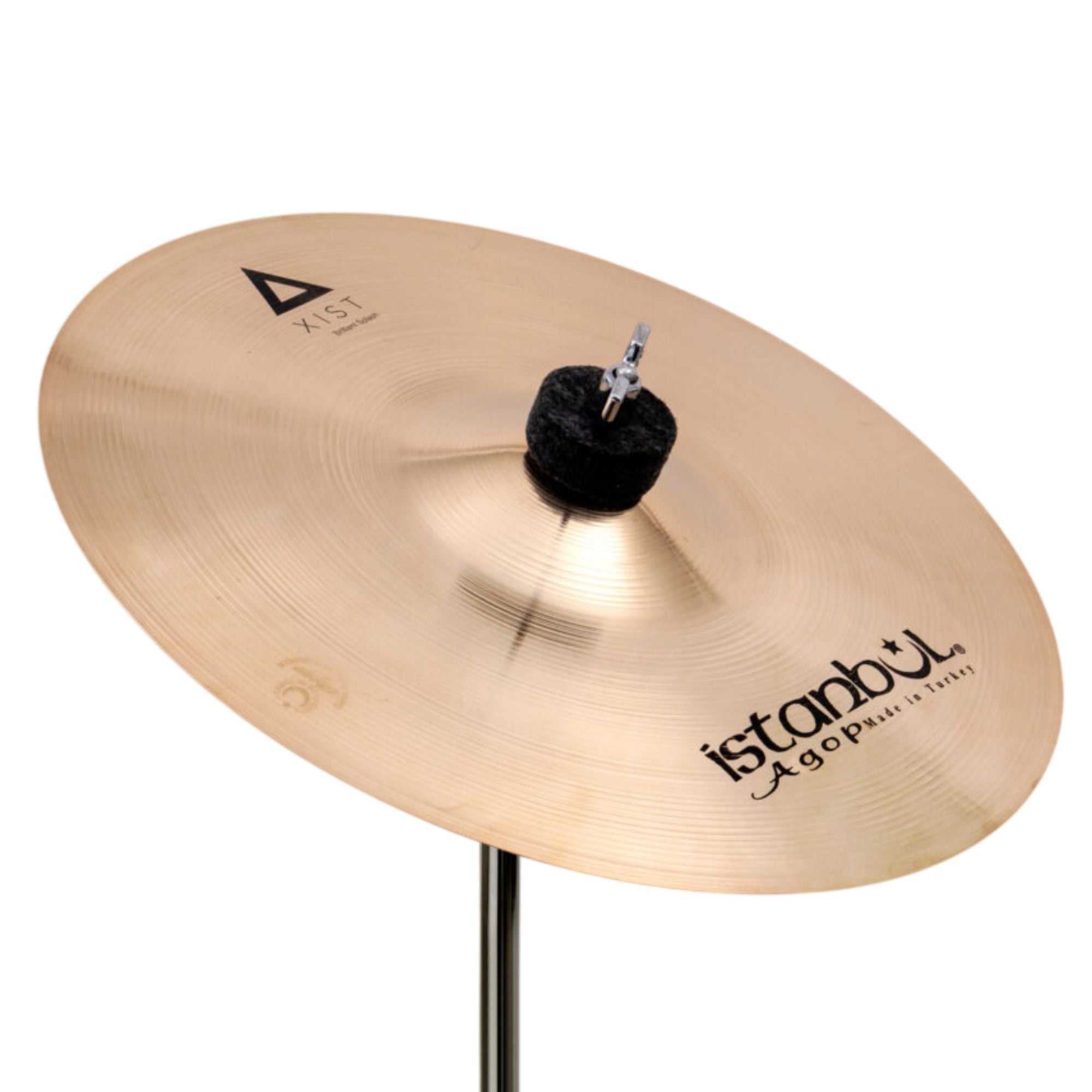 Istanbul Agop Xist Brilliant Splash cymbal, single cymbal with a shiny finish, shown in the image with a clean metal surface.
