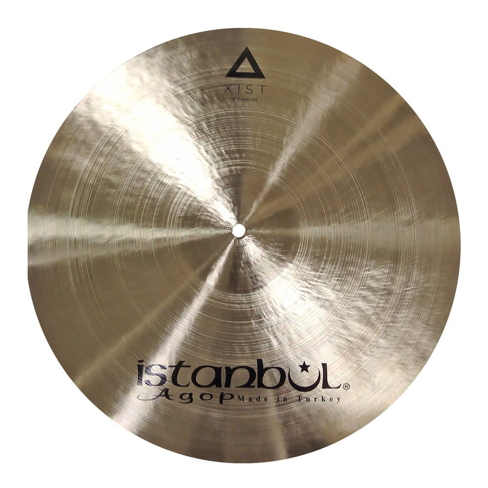 Istanbul Agop Xist Suspended Crash cymbal, single cymbal with a shiny finish, used for percussion and drum set performances.
